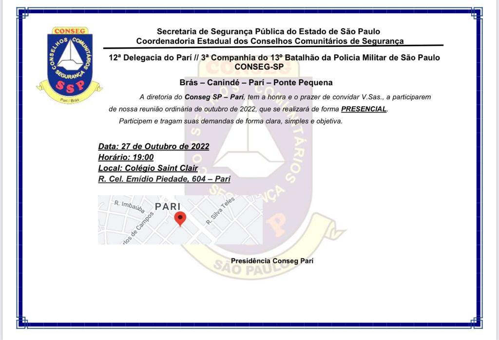 Reuniao CONSEG Pari – 27/10/2022